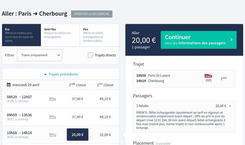 voyager sans avion train cherbourg