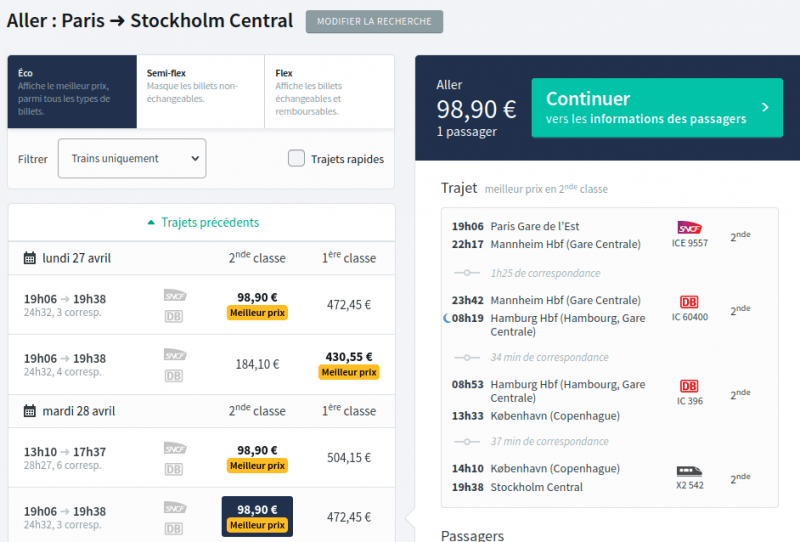 voyager sans avion train stockholm
